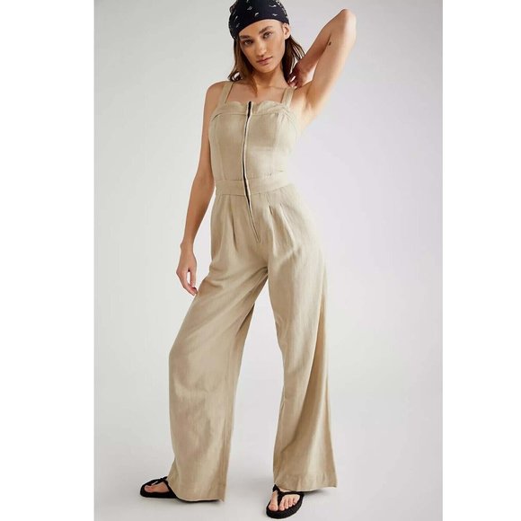 Free People Call On Me One-Piece Jumpsuit Dress Solid Billowy Wide-Leg XS